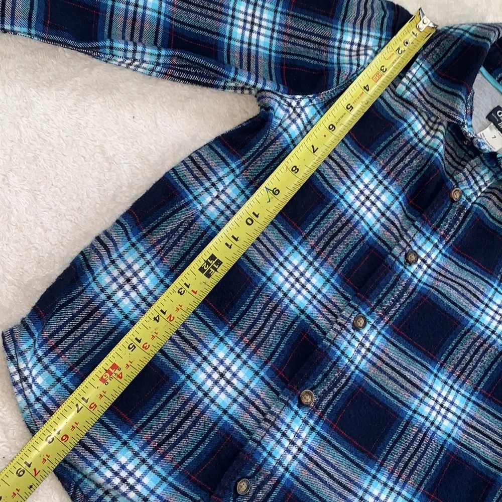 OshKosh Blue Button Down Shirt Classic Plaid 7 EUC